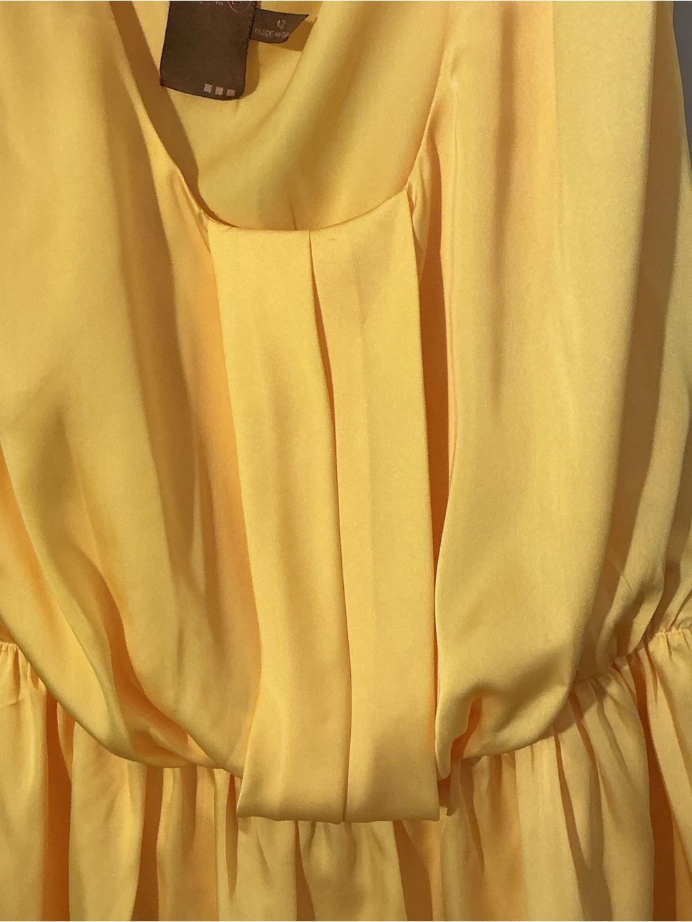 Ali Ro Size 12 Yellow Sleeveless Blouson Top Lined Side Zip Peplum Blouse - Picture 6 of 9